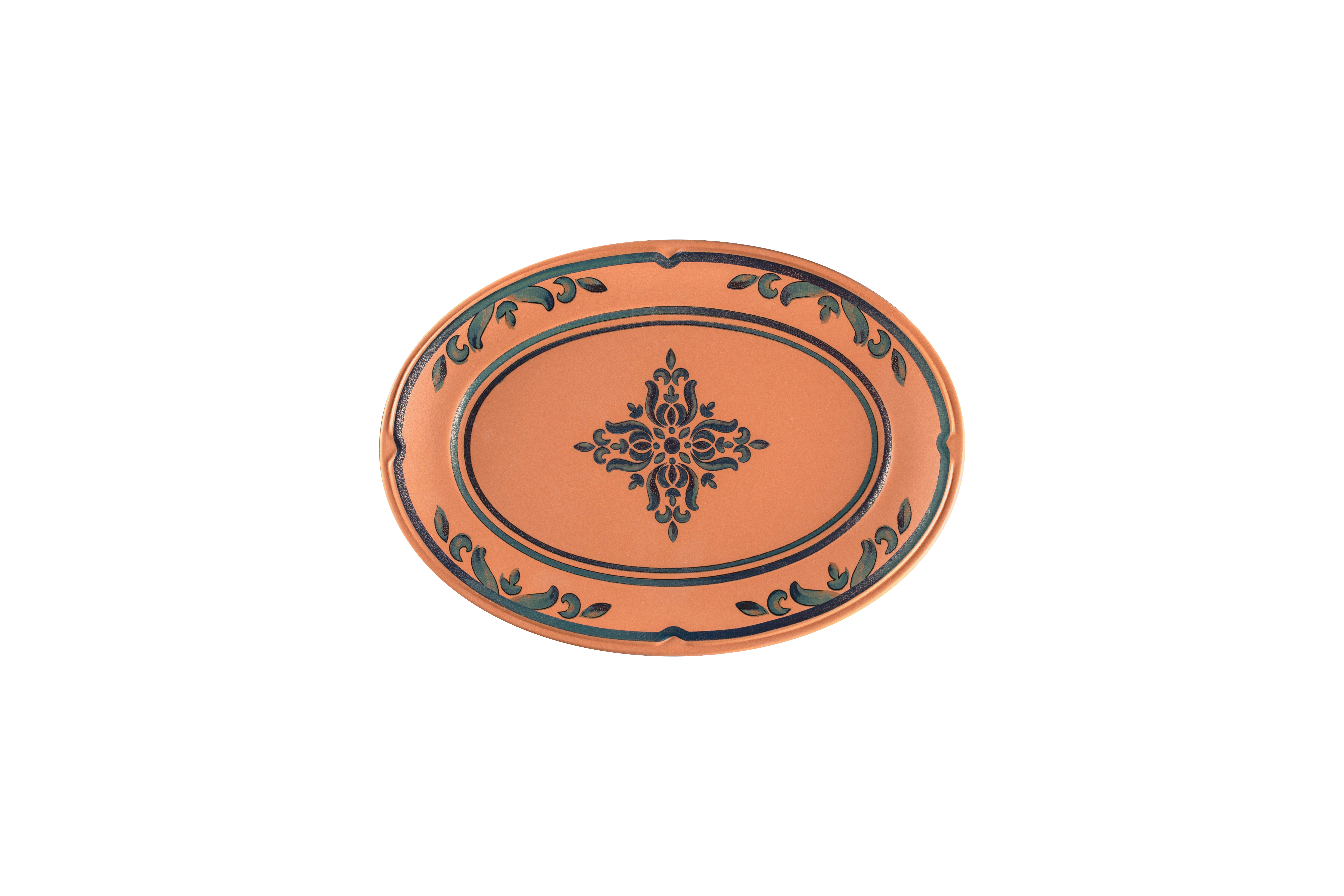 Teller oval 26x18,6x1,8cm TERO OSTIA decorated terracotta