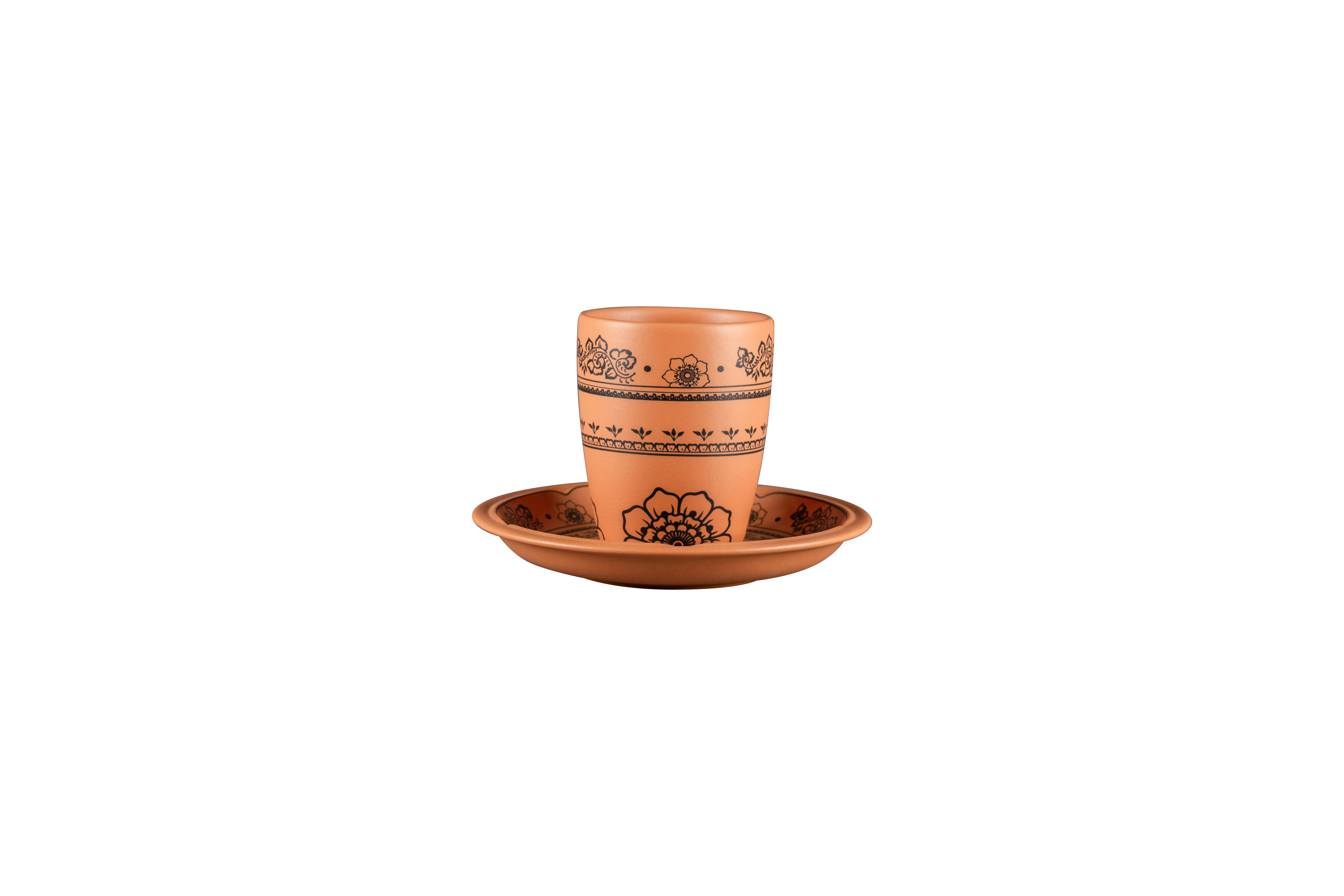 Kaffeetasse ohne Henkel Ø7,3cm H9,2cm 0,23L TERO ALEXANDRIA decorated terracotta