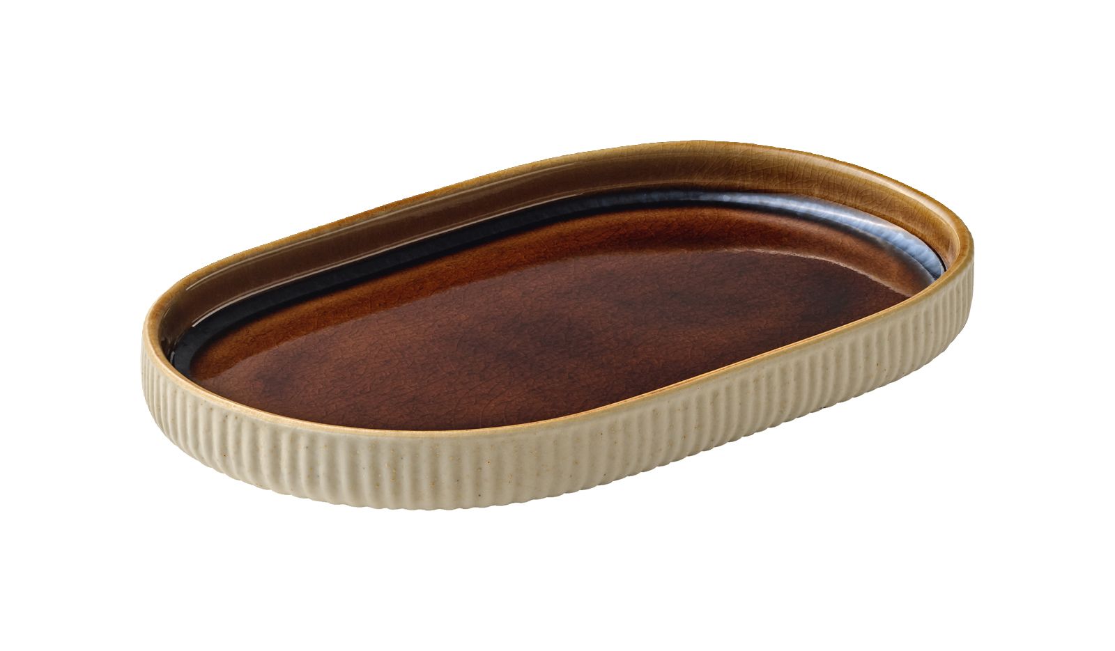 Platte oval 18cm NARA RELIEF braun
