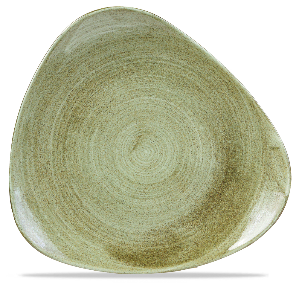 Teller flach dreieckig 31cm STONECAST PATINA burnished green
