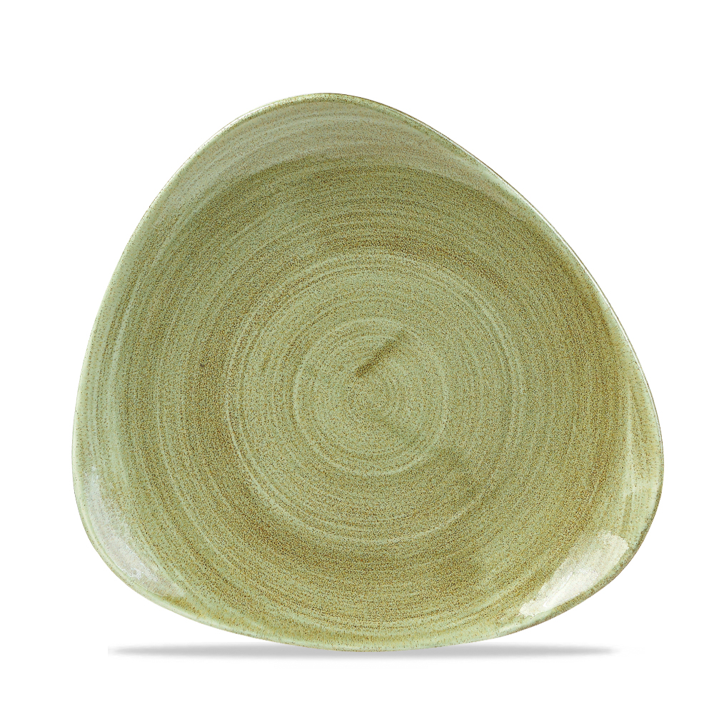 Teller flach dreieckig 23cm STONECAST PATINA burnished green