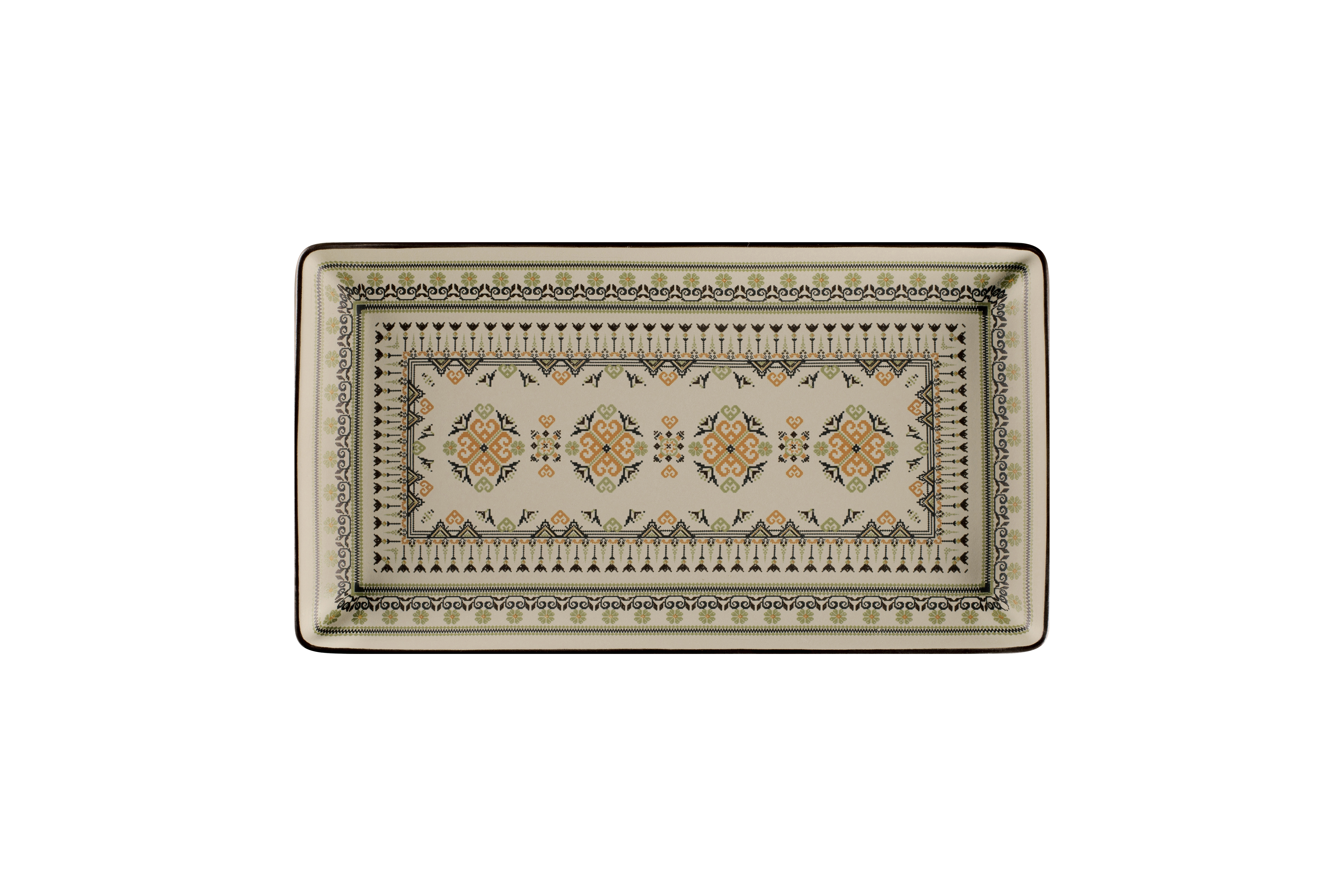 Teller eckig 33,8x18,3x2,4cm ARGILA GENOA decorated grey