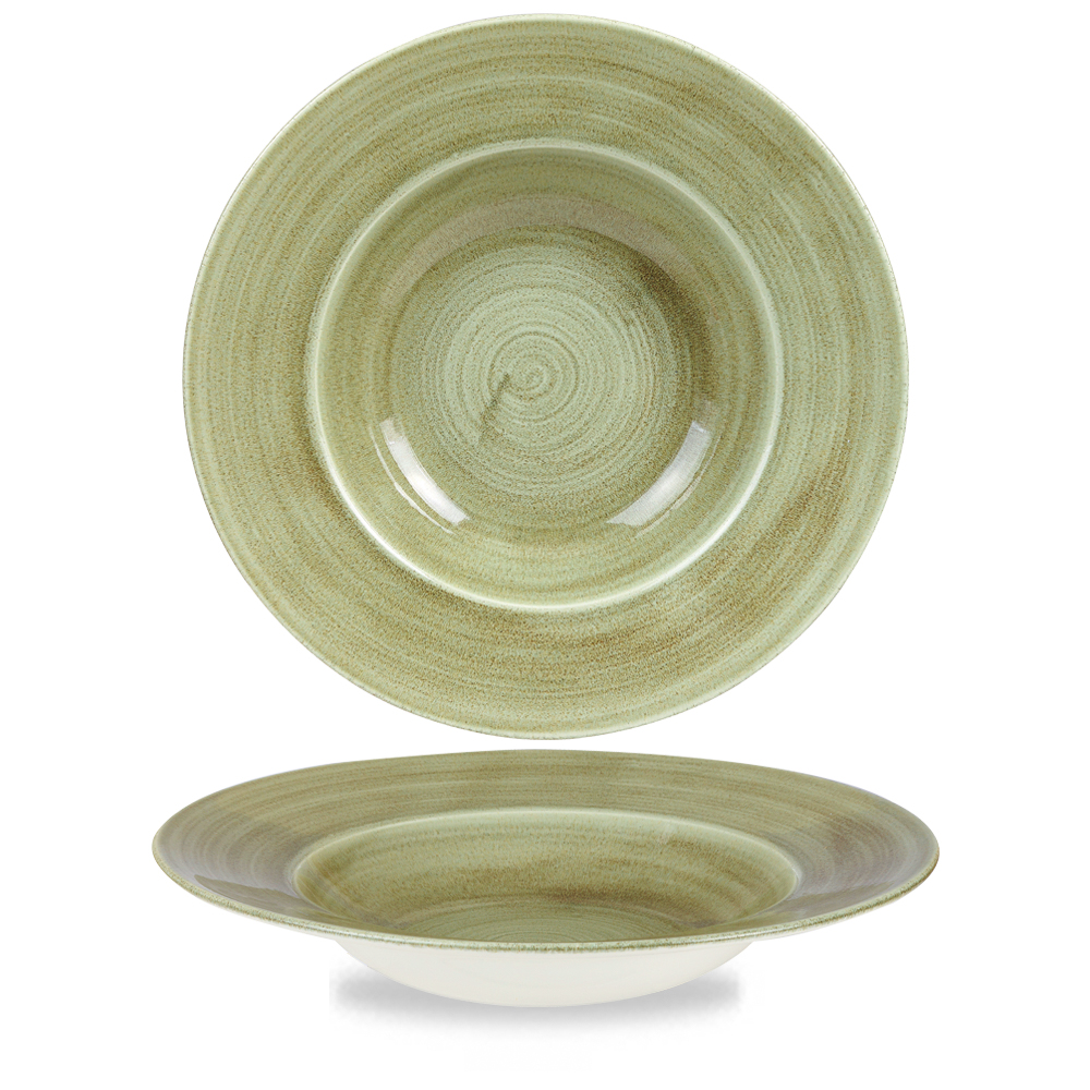 Teller tief breite Fahne 28cm STONECAST PATINA burnished green