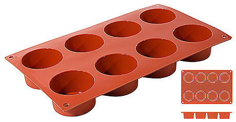 Silikon-Backmatte ZYLINDER mit 8 Formen D: 6cm H: 3,5cm