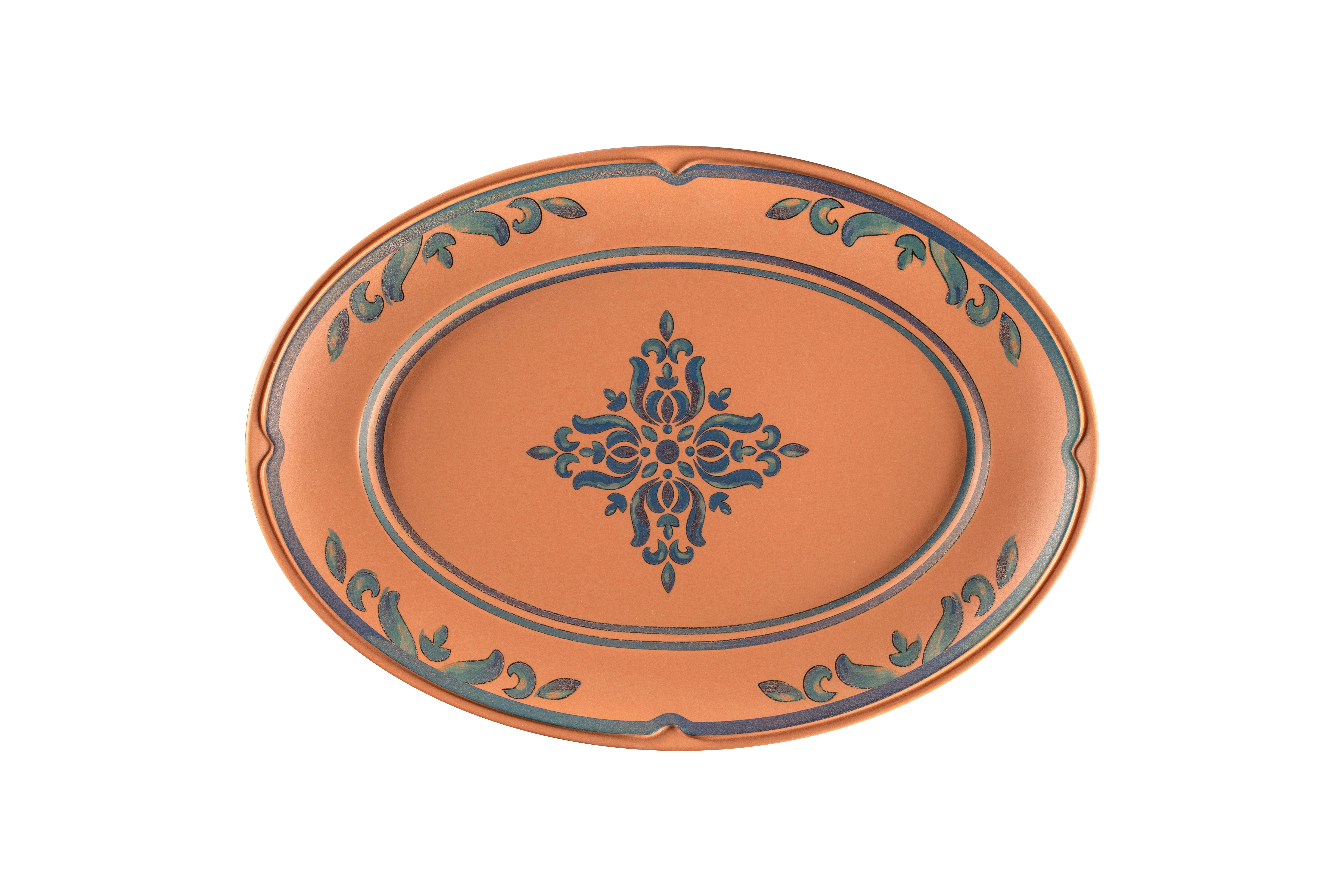 Teller oval 38,2x26,9x3,3cm TERO OSTIA decorated terracotta