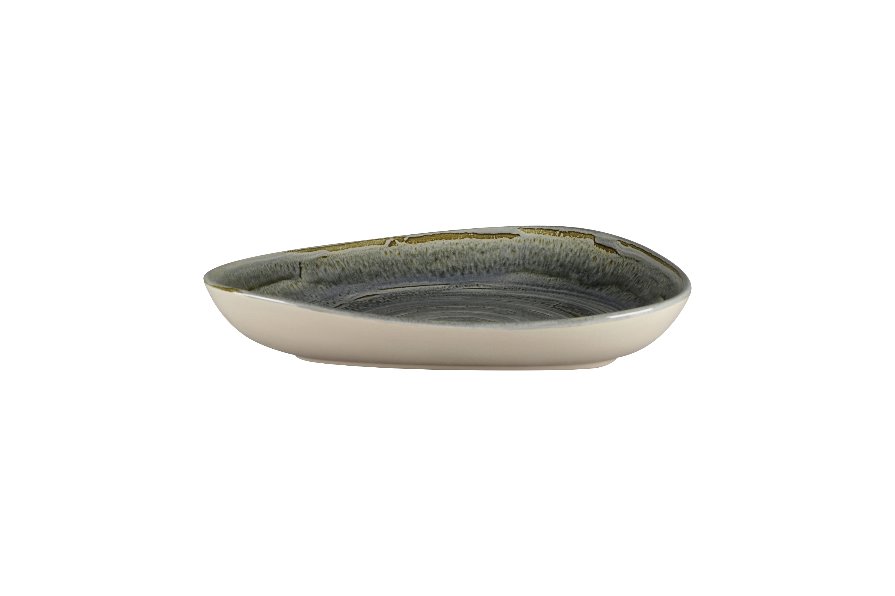 Teller tief organisch 24x19,6cm / 0,63l RAKSTONE SPOT peridot green