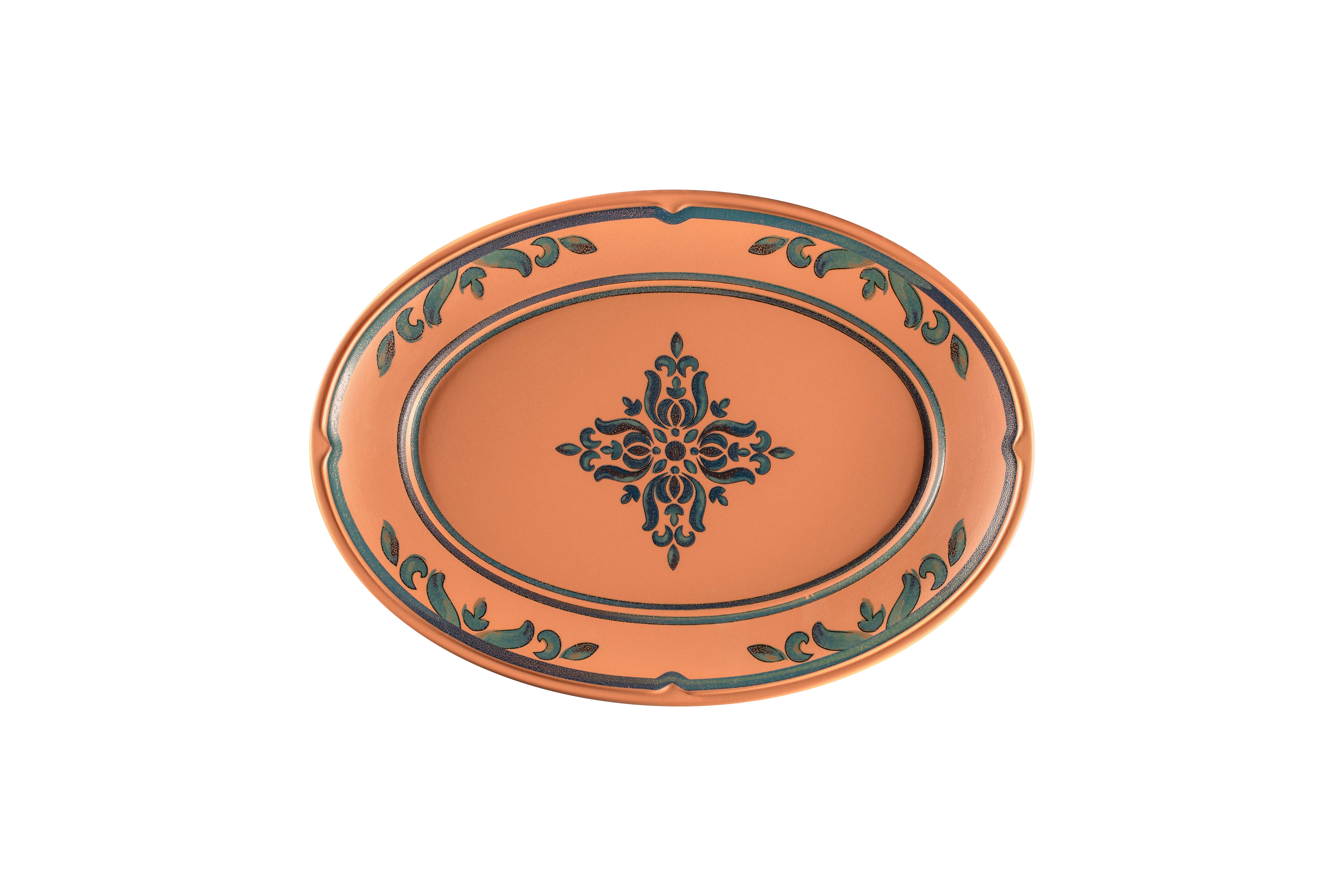 Teller oval 32x21x2,8cm TERO OSTIA decorated terracotta