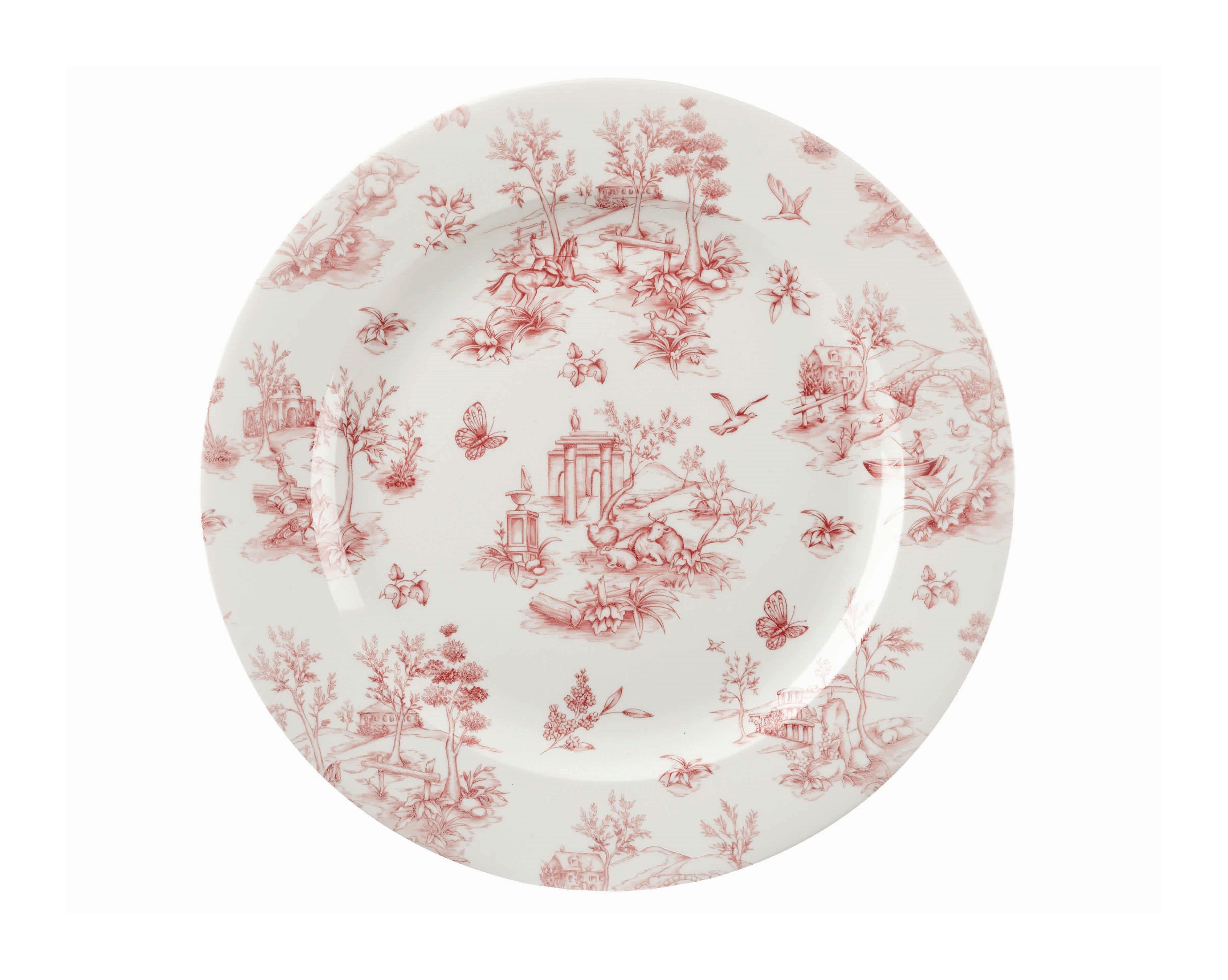 Teller flach 31cm VINTAGE PRINTS cranberry toile