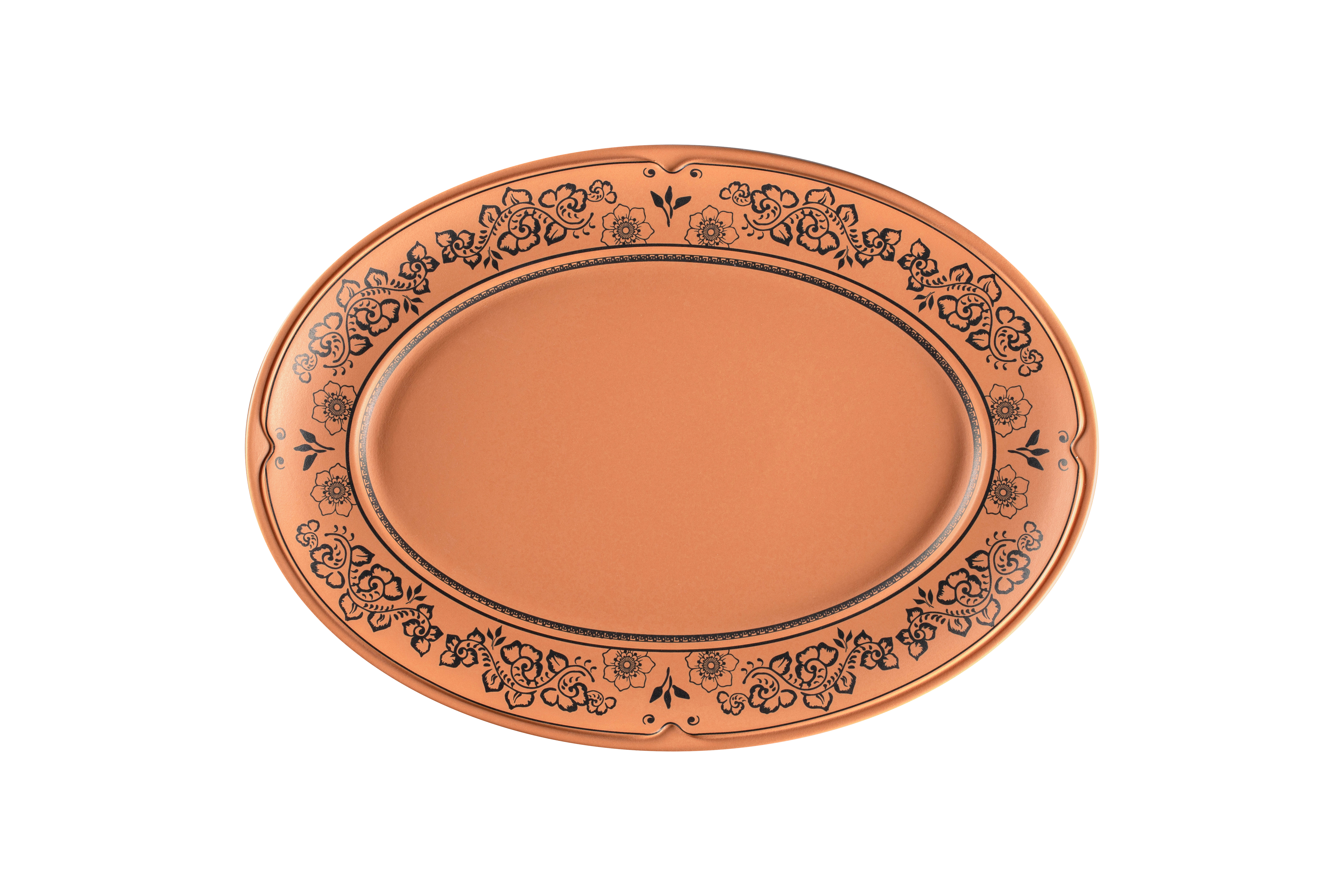 Teller oval 38,2x26,9x3,3cm TERO ALEXANDRIA decorated terracotta