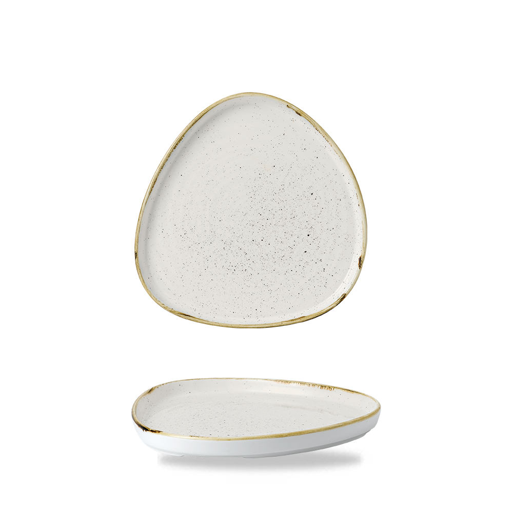 Teller dreieckig walled 20cm STONECAST barley white