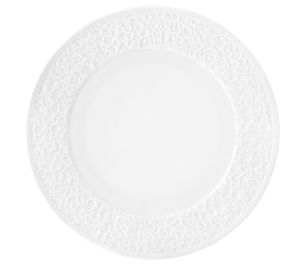 Teller flach 28 cm Relief schmal Nori weiss