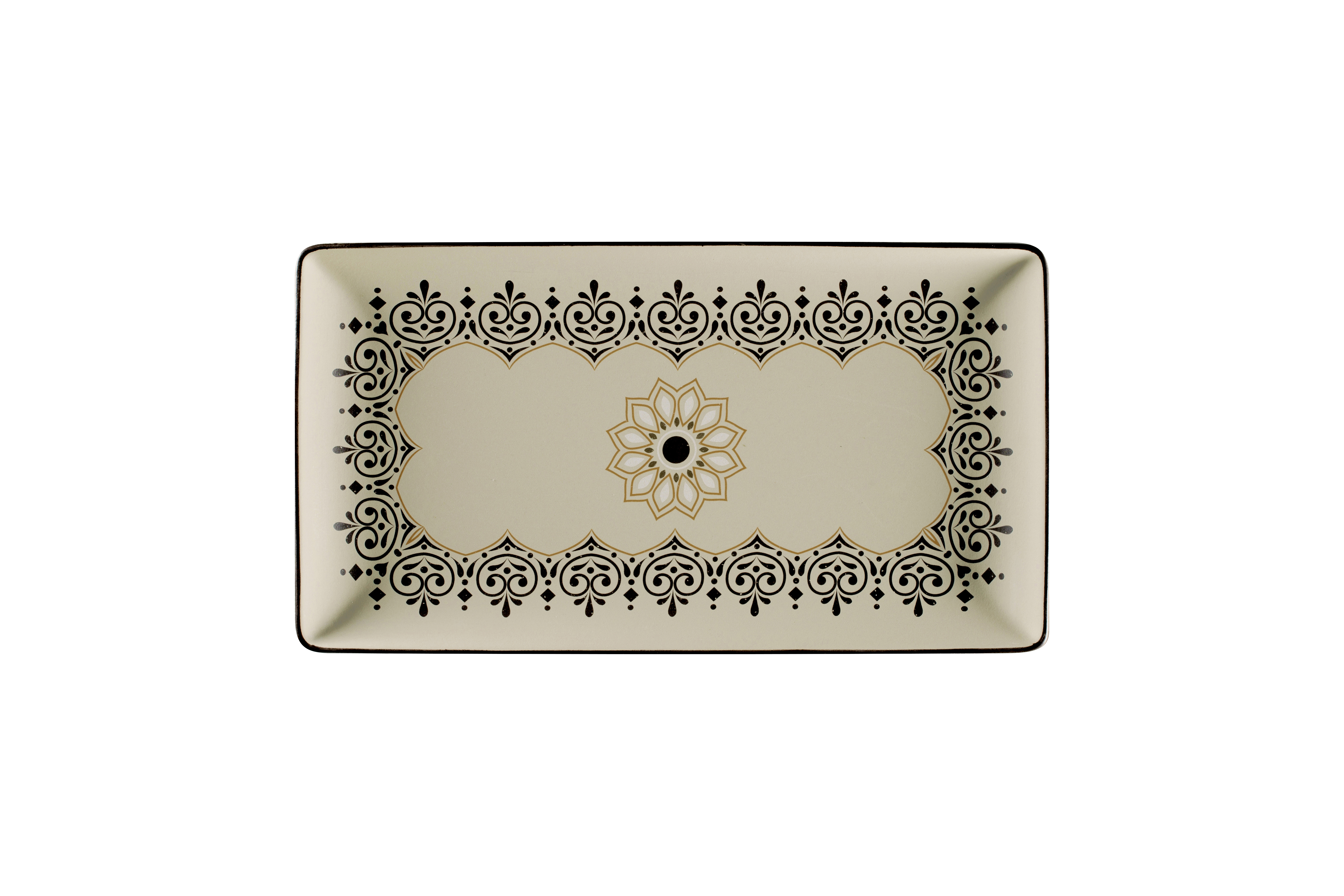 Teller eckig 33,8x18,3x2,4cm ARGILA CARTAGENA decorated grey